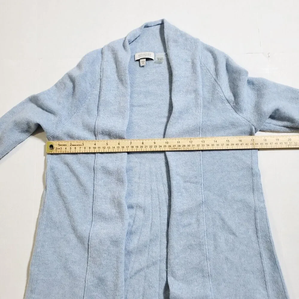 Kinross Cashmere Cardigan Sweater Women XS Light Blue Knit Long Sleeve Open